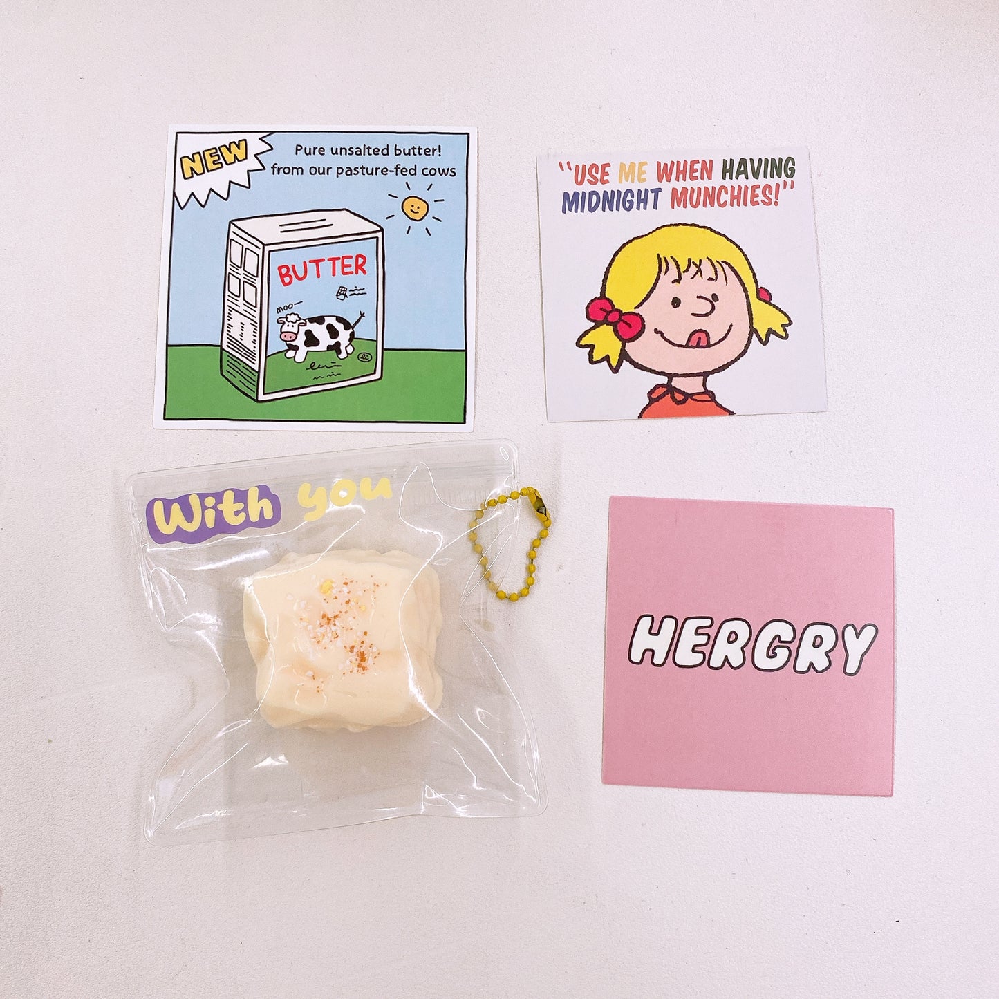 ミルクベビー厚焼きトースト・スクイーズ（手作り・食品グレードシリコン・ゆっくり戻るチャーム）【全店5,000円以上で送料無料】