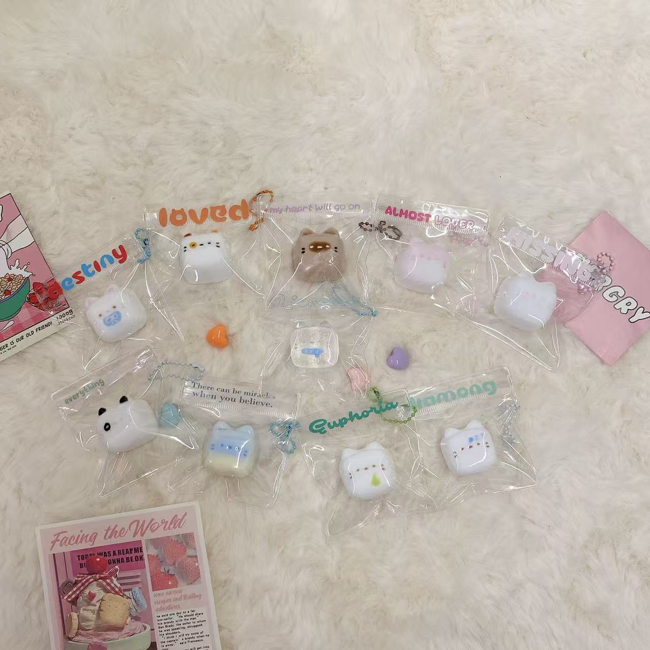 子猫ソフトキャンディ捏々（にんにん） 手作りシリコン ストレス解消 ゆっくり戻る トレンドおもちゃ チャーム【全店5,000円以上で送料無料】