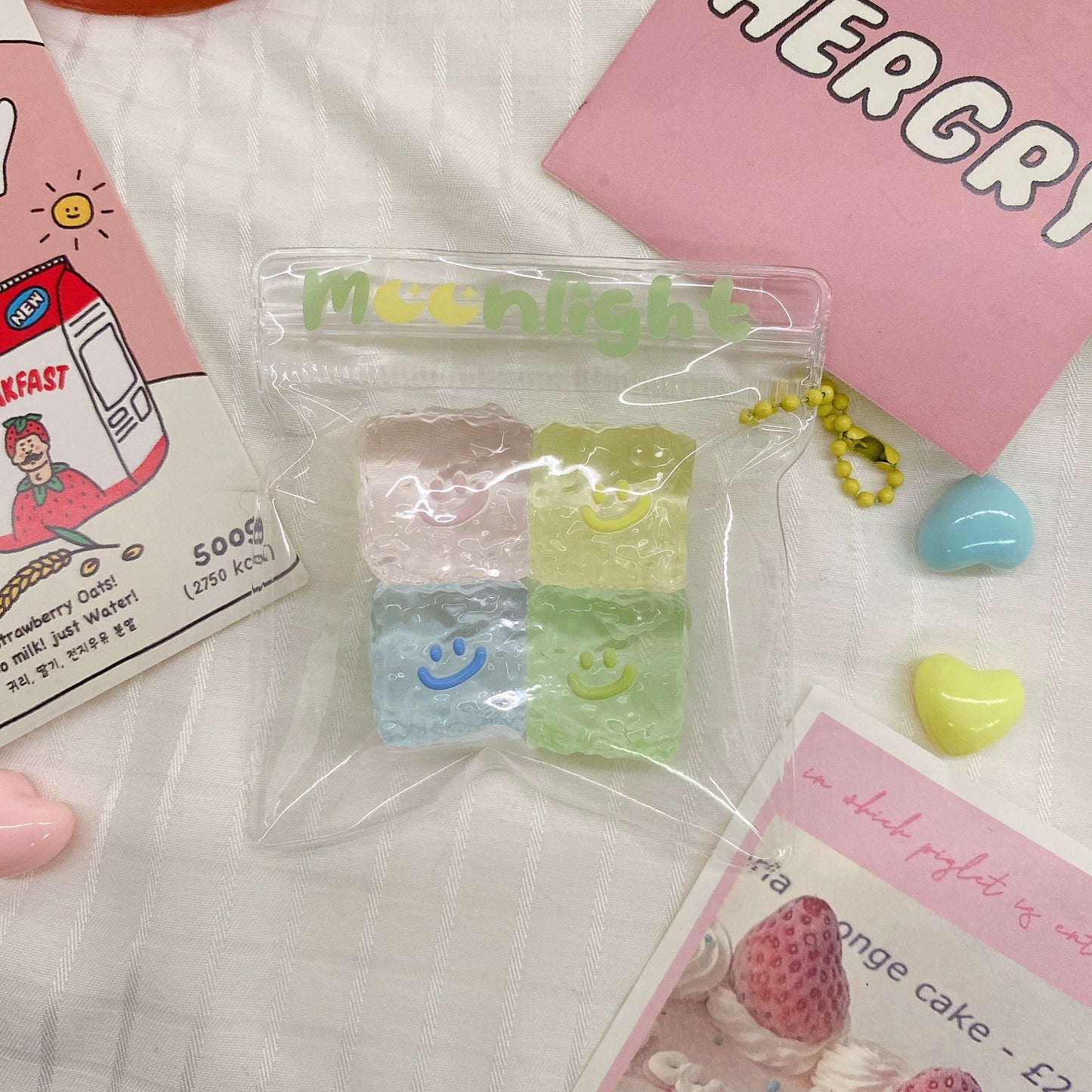 透明レインボー氷ブロック 食品グレードのシリコン製 ぷにぷにストレス解消玩具 ゆっくり戻る回弾 おしゃれなトレンドグッズ・ストラップ【全店5,000円以上で送料無料】