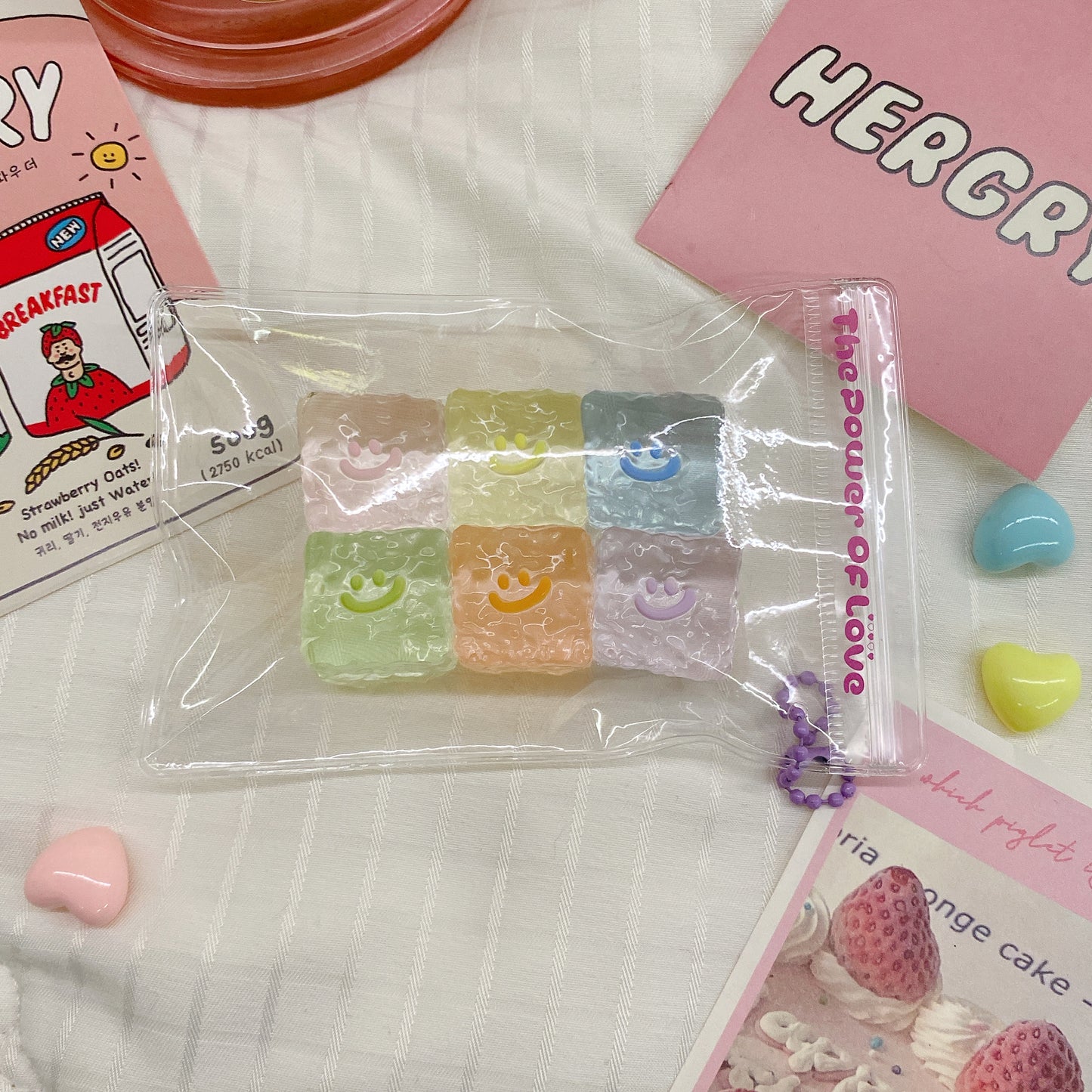 透明レインボー氷ブロック 食品グレードのシリコン製 ぷにぷにストレス解消玩具 ゆっくり戻る回弾 おしゃれなトレンドグッズ・ストラップ【全店5,000円以上で送料無料】
